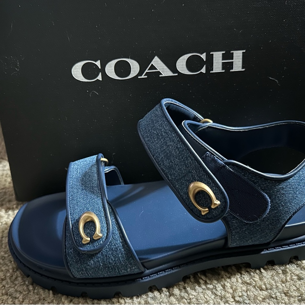 Coach Deep Blue Brynn Denim Sandals